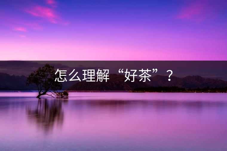 怎么理解“好茶”？