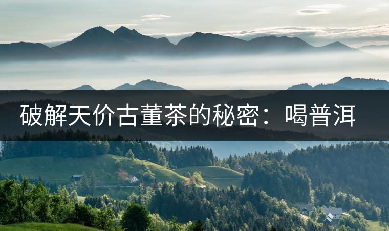 破解天價古董茶的秘密：喝普洱茶成了喝故事，喝包裝紙