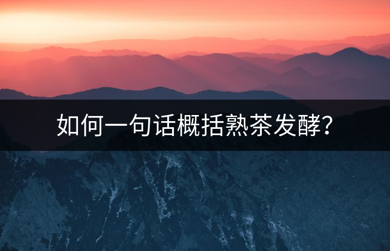 如何一句話概括熟茶發(fā)酵？