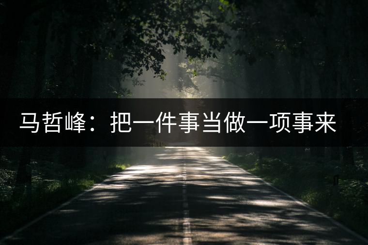 馬哲峰：把一件事當(dāng)做一項事來做，把一項事當(dāng)做傳播和傳承來做