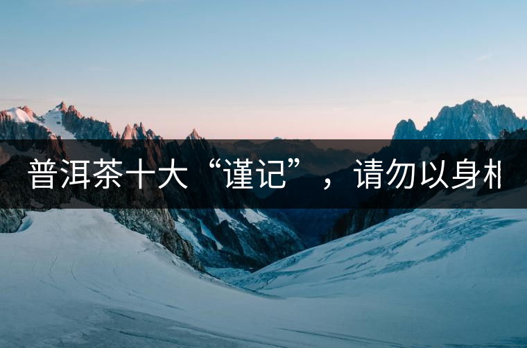 普洱茶十大“謹記”，請勿以身相試！