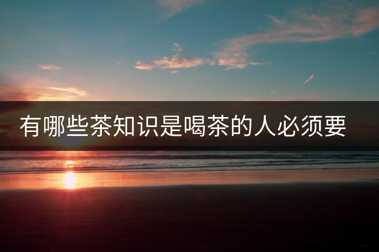 有哪些茶知識是喝茶的人必須要懂的？